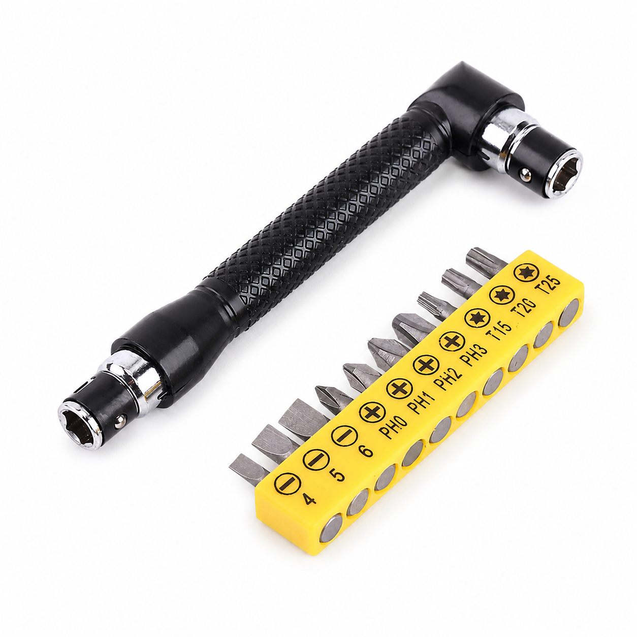 L-Shaped 1/4 Inch Bit Handle with 10 Screwdriver Bits