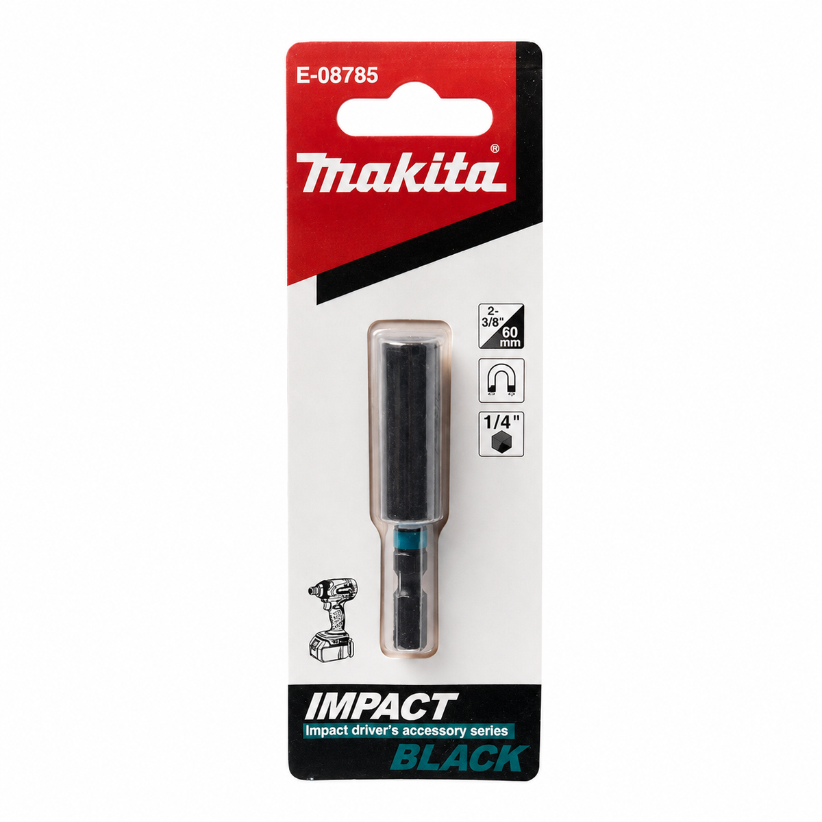 Makita E-08785 Impact Black Magnetic Extension Bit Holder, 60 mm